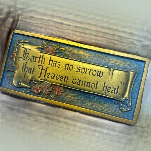 1928 AE Mitchell Art Co. Metal Plaque
"Earth No Sorrow Heaven Cannot Heal" - Picture 1 of 2